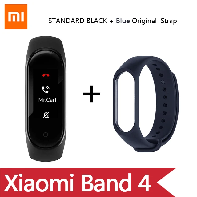 English/Spanish/Russian Xiaomi Mi Band 4 Music Smart Miband 4 Bracelet Heart Rate Fitness 135mAh Color screen Bluetooth 5.0 - Цвет: CN add Blue strap