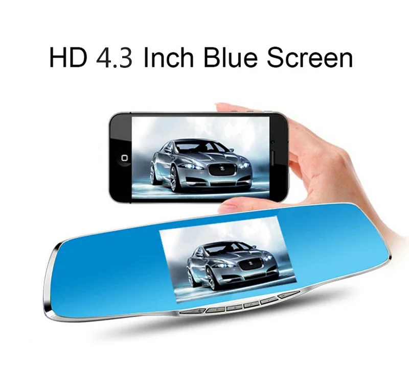 Full HD 1080P Автомобильный видеорегистратор 4,3 дюймов зеркало заднего вида цифровой видеорегистратор Двойной объектив регистратор видеокамера