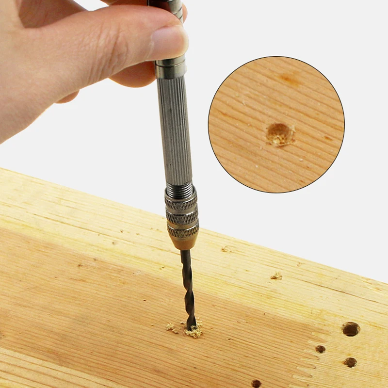 

Practical 0.7-3mm Hand Drill + 10pcs Twist Drill Set Sliding Drilling Metal Spiral Tool With Drill tool part set