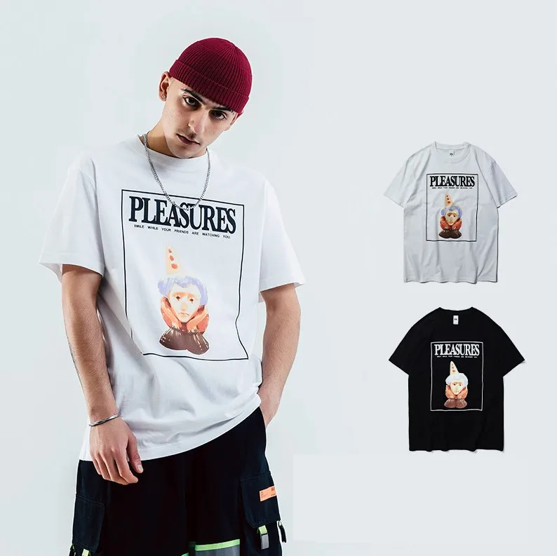 Мужские футболки летние новые высокие уличные Джокер печать хип хоп