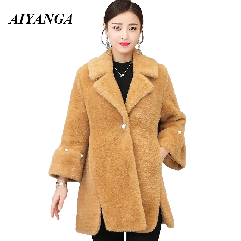 

Autumn Winter Beaded Faux Fur Teddy Coat Women 2018 High Street Plus Size Female Jackets And Coats Ladies Faux Mink Fur Coat