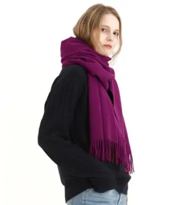 PURPLE Новинка, стильные высококачественные мужские шарфы, женские сакрафские однотонные кашемировые шарфы, большая шаль, пашмины - Цвет: PURPLE