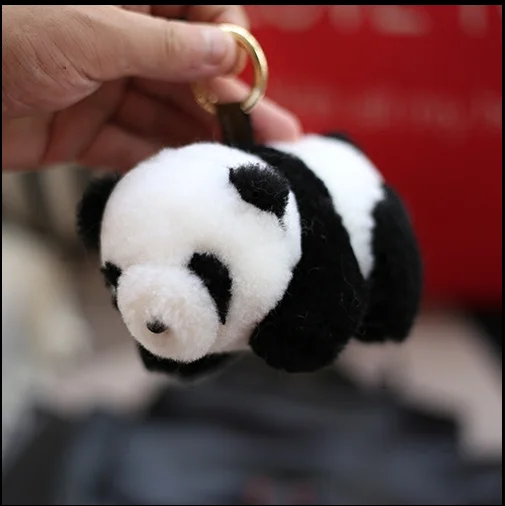 Милые игрушки в виде животных панды брелок для ключей пушистый помпон из меха