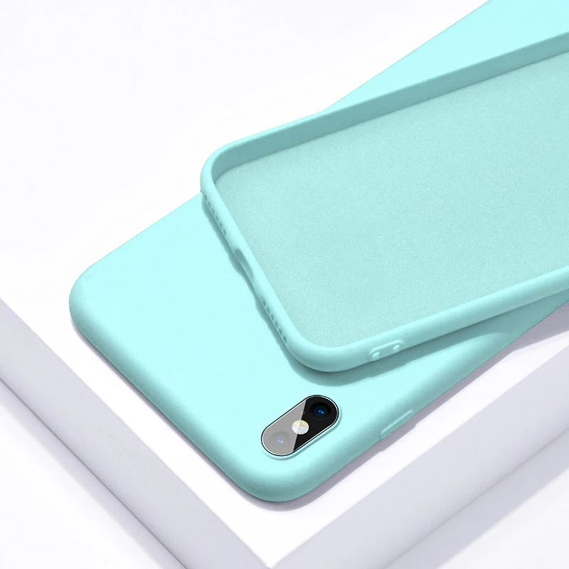 BE Lovebay жидкий силиконовый чехол для телефона для iPhone X XS XR XS Max 7 8 6 6s Plus Мягкий ТПУ задняя крышка сплошной карамельный цвет для iPhone 7 6s - Цвет: BE