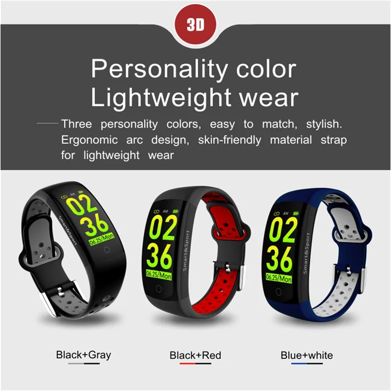 

YULUBU Q6s 3D Dynamic UI Heart Rate Blood Pressure Support GPS Smart photo Stopwatch Waterproof Smart Bracelet Smart Wristband