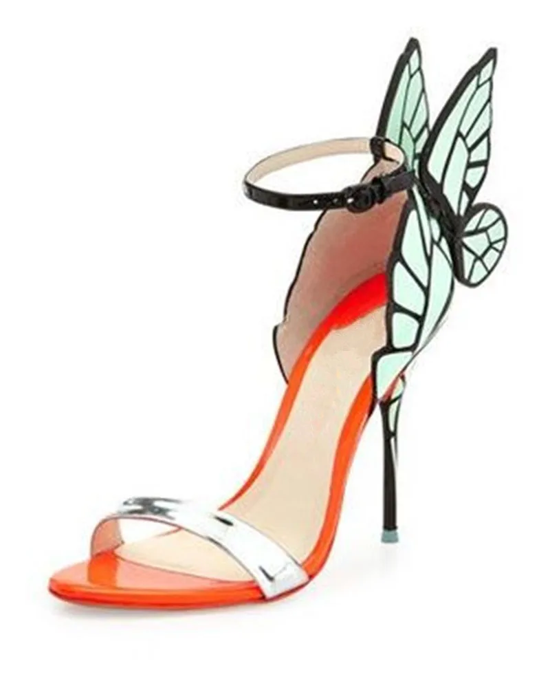 Пикантная Летняя обувь женские босоножки на тонком высоком каблуке с крыльями