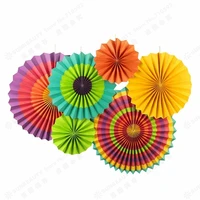 mexican party decorations set 6pcsset printed paper rosette paper fans for fiesta party carnival hawaiian party supplies