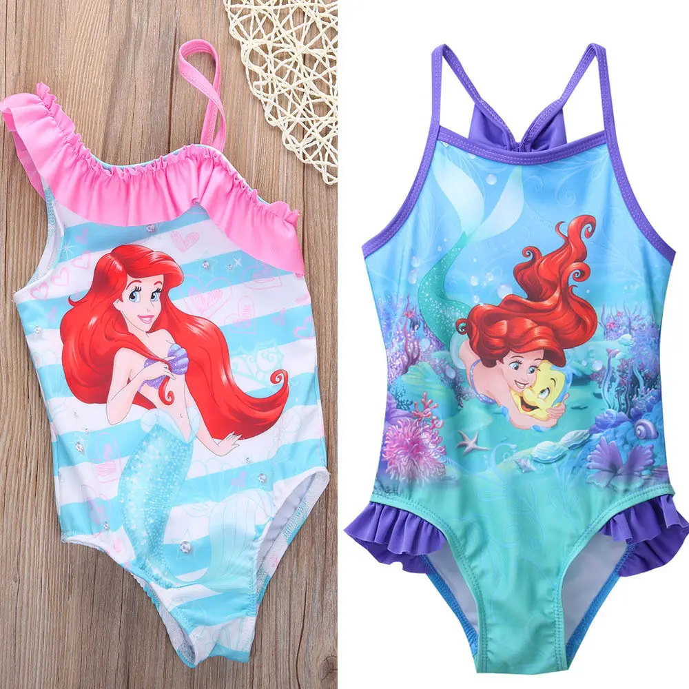 2017 От 2 до 6 лет милый купальник Русалочки для девочек детский купальный костюм с