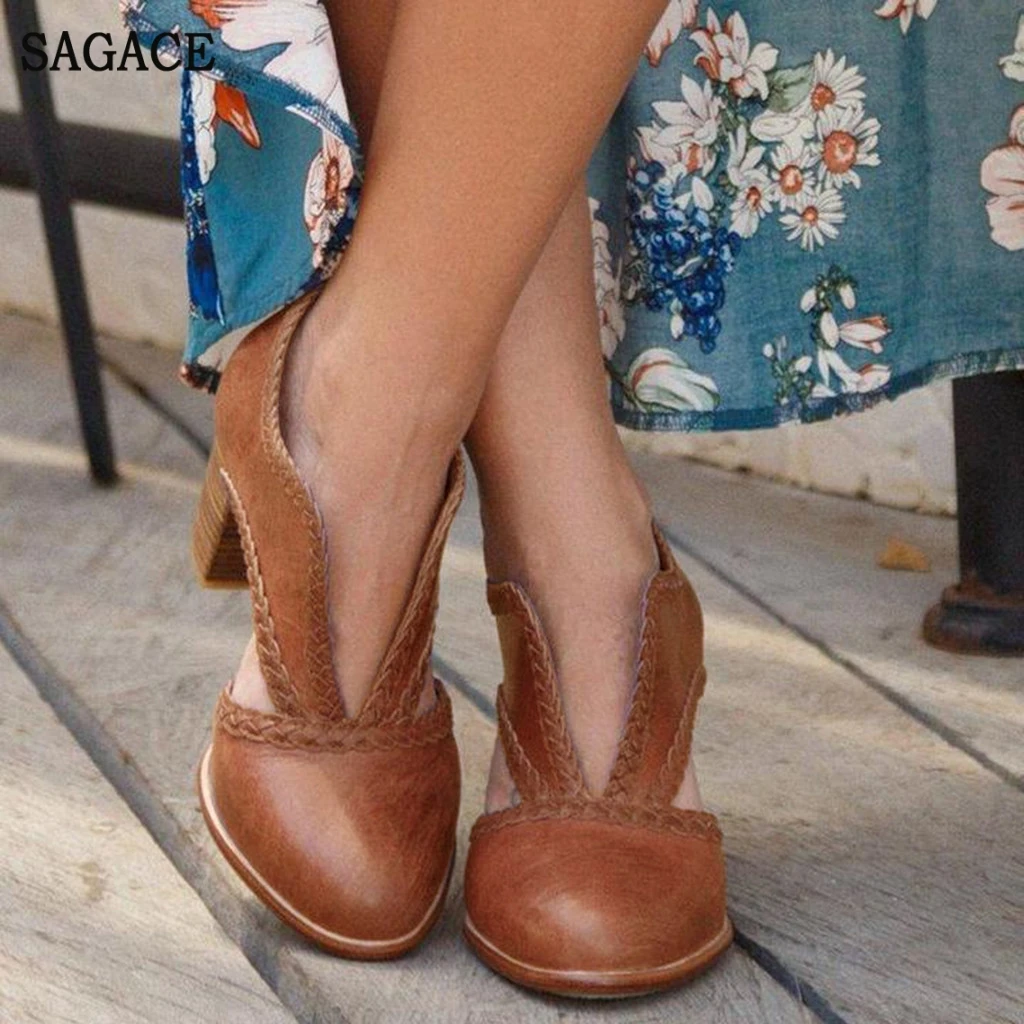 SAGACE женские туфли лодочки на высоком каблуке в стиле ретро и римском с острым