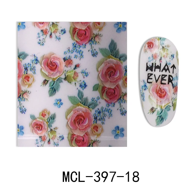 MCL-397-18 5 шил/лот 4*100 см Фольга для ногтей наклейки-лак 68 дизайнов цветок Передача Фольга для ногтей Переводные картинки слайдеры Маникюр Искусство Инструменты для украшения - Цвет: MCL-397-18