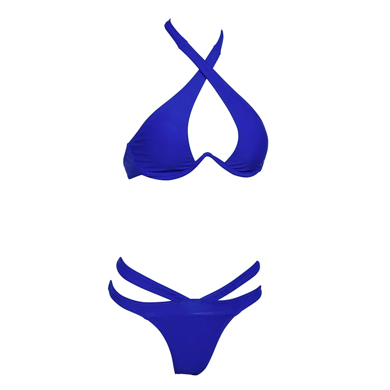Bikinx женский купальник с бретелькой через шею,, комплект бикини с вырезами, пуш-ап, купальник для женщин, v-образный низ, купальник, сексуальный костюм из двух предметов