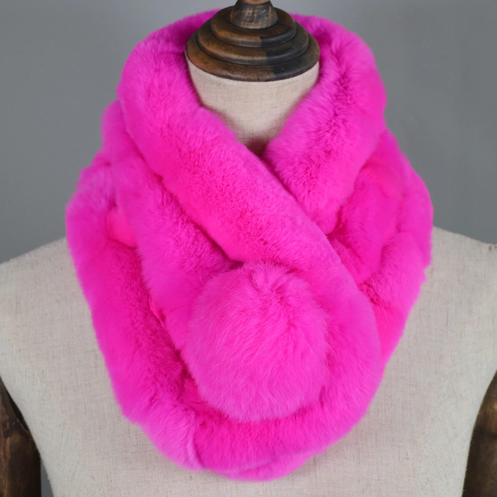 Лидер продаж женский шарф ручной работы из натурального меха кролика Рекс теплые