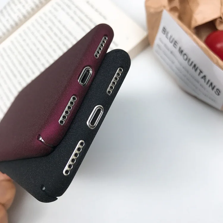 Retro Solid Color Simple Phone case For iPhone X 6 Puls 6S 7 8 Cases Rock sand matte texture Wine Red Black Blue Gray |
