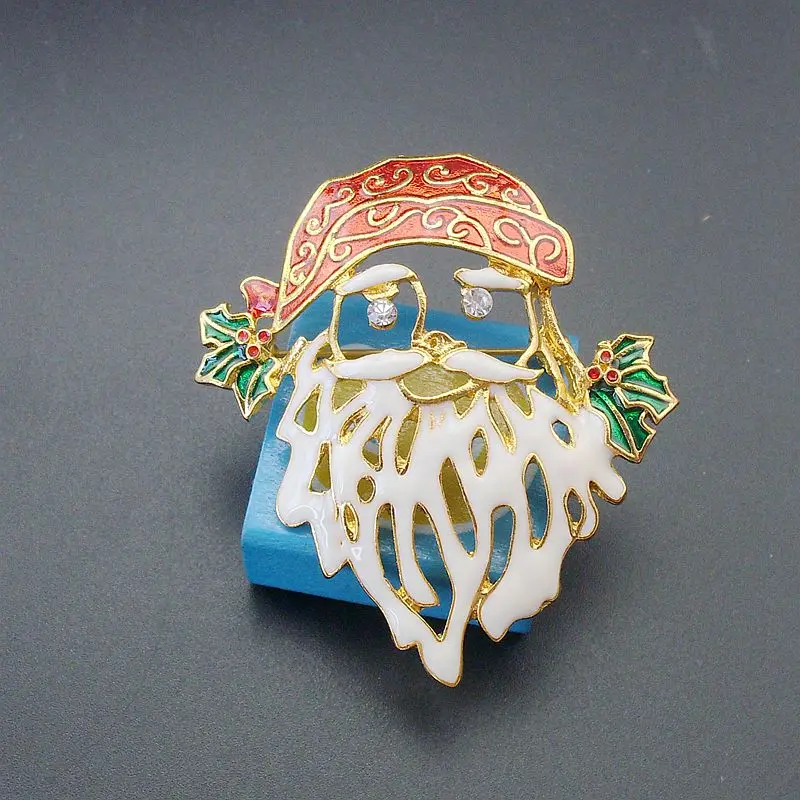 Новинка лидер продаж Модная Золотая брошь в виде лица Санты булавка с красной