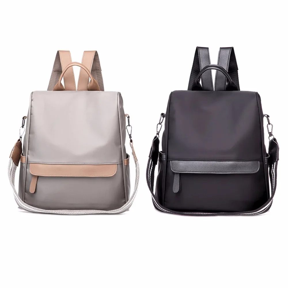 

Women Wide Strap Shoulder Bag Waterproof Leather Backpacks Fashion Nylon Rucksack For Teenage Girls Female 2020 THINKTHENDO