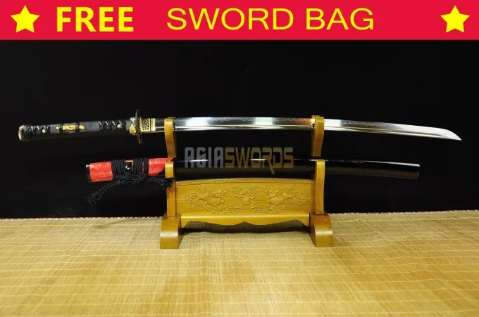 Бесплатная Sword Bag Верхнего Уровня Sharp Черный Кожаный Ручка Ручной T10 1095 Стали Глины