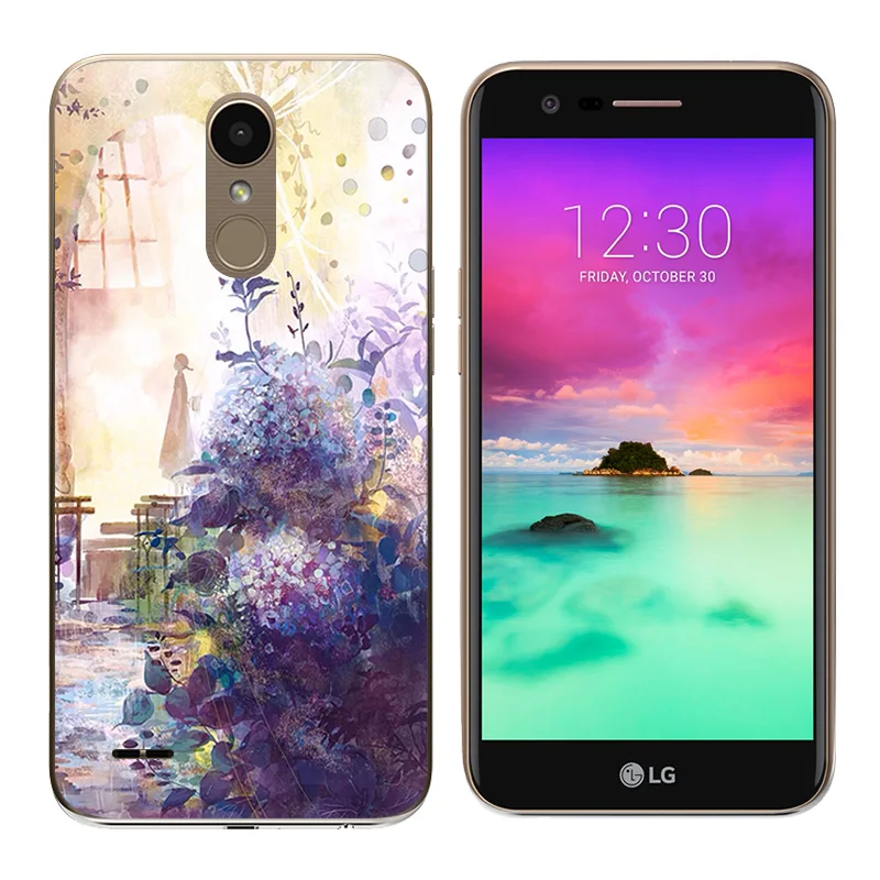 2017 чехол для LG K10 мягкий силиконовый ботанический принт LV5/K10 X400 M250 M250N чехлы