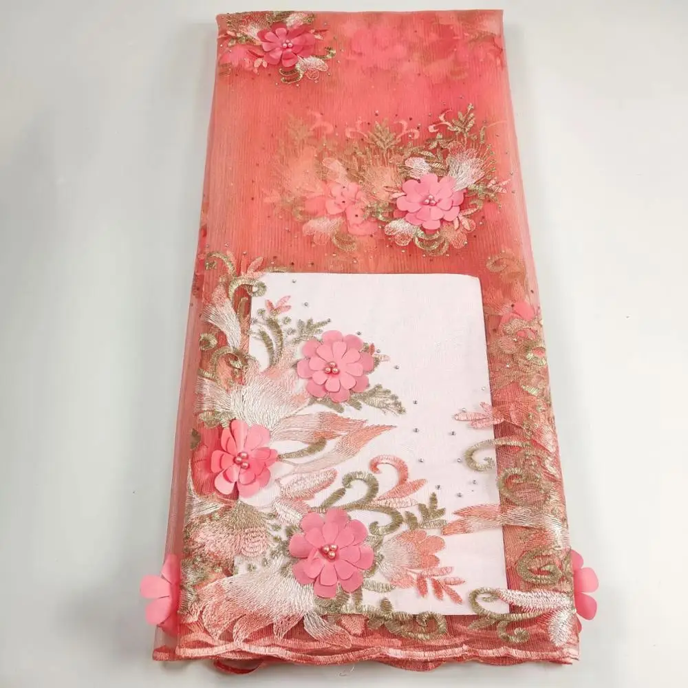 Pink African Lace Fabric Soft Embroidered Nigerian Laces Bridal High Quality French Tulle For Women | Дом и сад