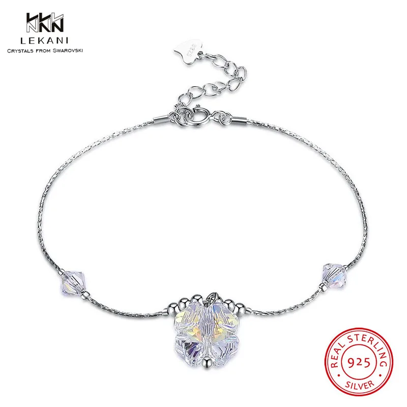 LEKANI браслет с кристаллами Swarovski 925 простой из стерлингового серебра цветком
