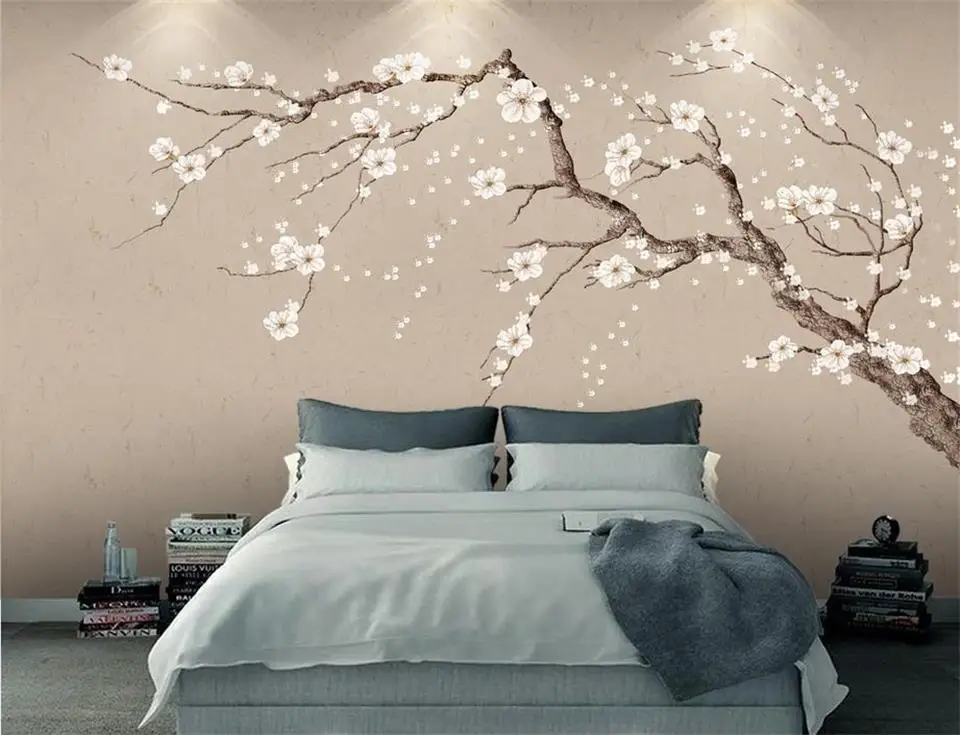 

3d wallpaper custom photo wallpaper bed room mural Chinese plum blossom flower 3d painting TV background wallpaper for walls 3d