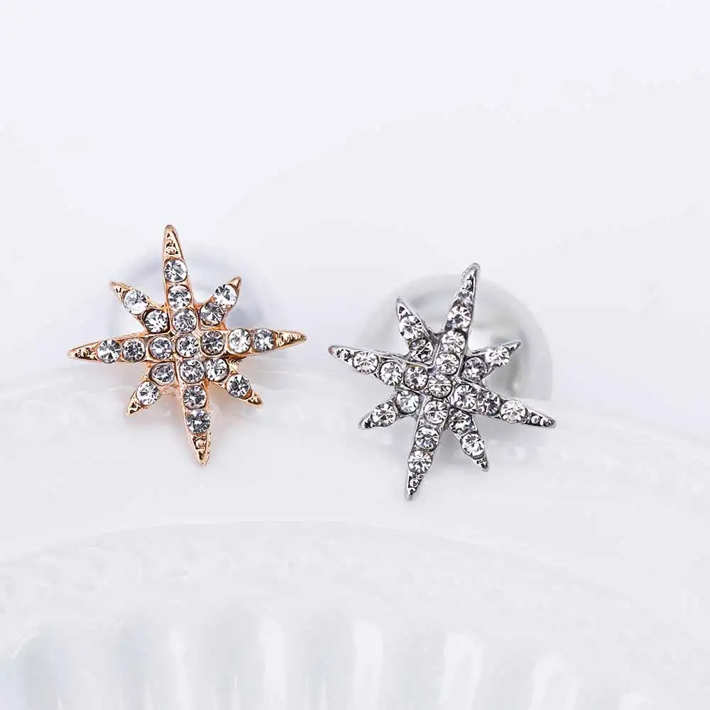 2016 Hot Sale Rhinestone Snowflake Imitation Pearl Double Sided Stud Earrings Fashion Fine Metal Geometry Star Removable Earring | Украшения