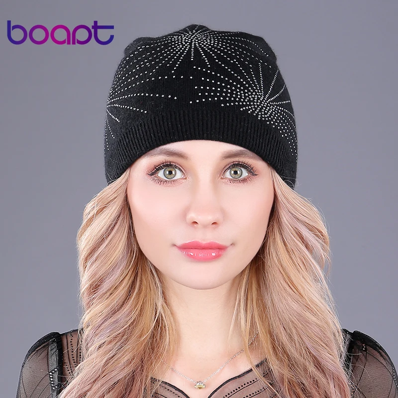 [boapt] бриллиант звезды мягкий шерсть вязаный шапочка тепло толстый головные уборы