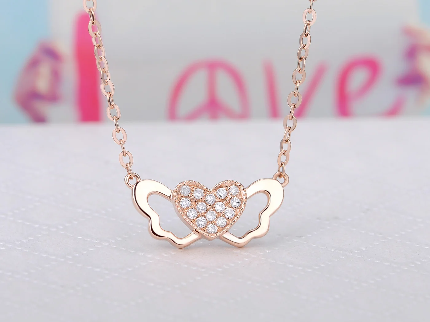 18 К Золотое ожерелье с бриллиантами подвеска сердечком очаровательный подарок