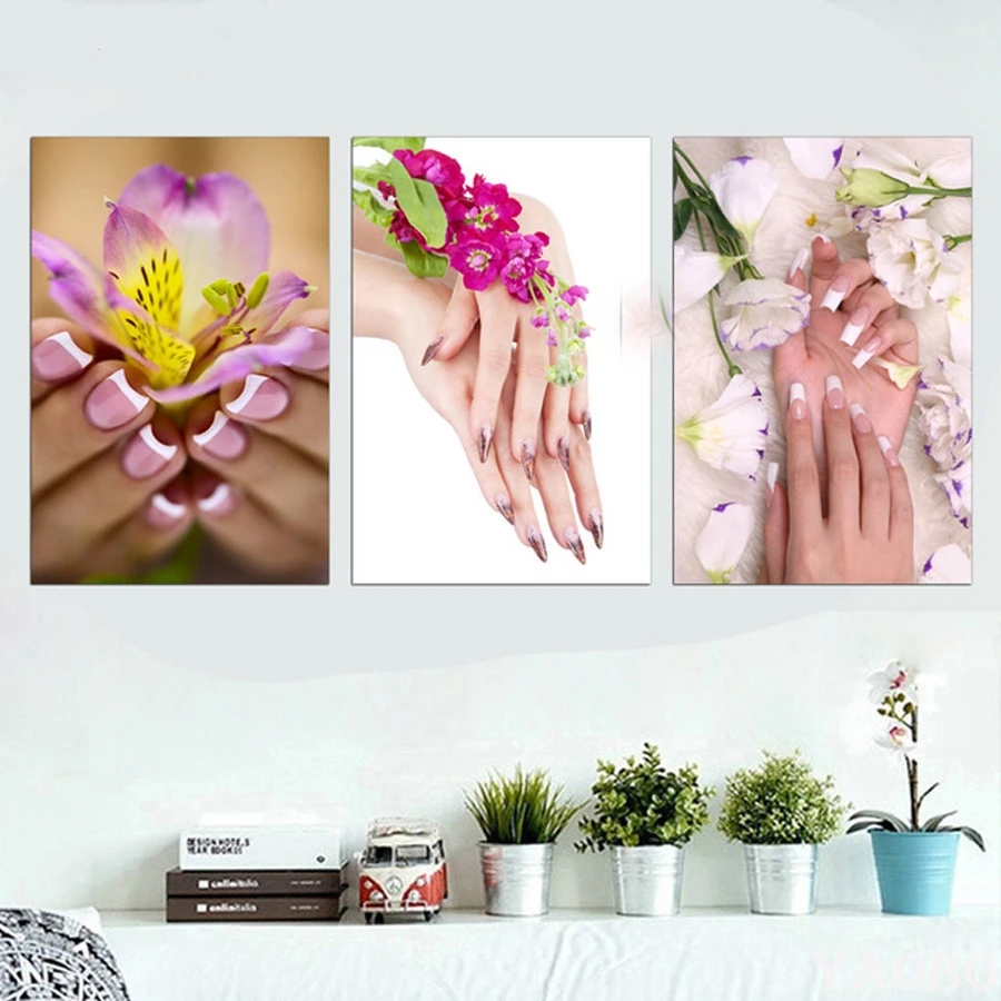

5D DIY Diamond Painting Floral Nail Feet Beauty Needlework Craft 3pcs Full Square Diamond Embroidery For Home Decoration C676