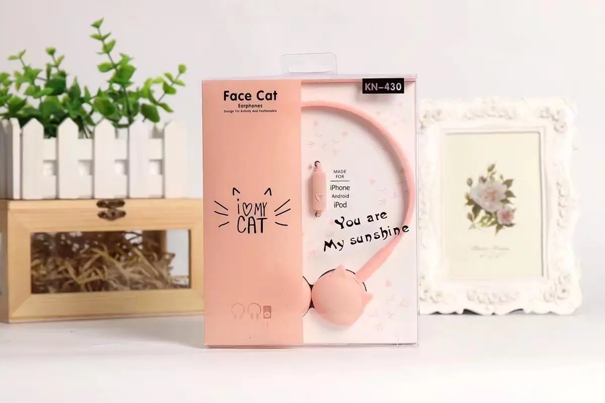 Cat ear headphones cartoon mobile phone headset cute children's for universal | Электроника