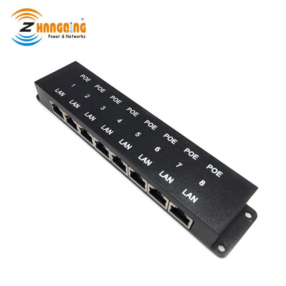 Пассивный POE инжектор безопасности с 8 портами Power over Ethernet для IP сетевой камеры