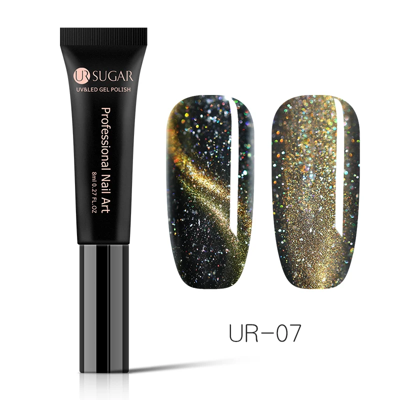 UR-07 Ur Sugar 8 мл Гель-лак для использования с магнитом лак 3D кошачий глаз эффект замочить от голографического лазерного сияющего маникюра ногтей Гель-лак - Цвет: UR-07