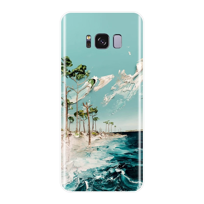 Чехол для телефона Samsung Galaxy S5 S6 S7 Edge S8 S9 Plus арт-пляжная силиконовая Мягкая задняя