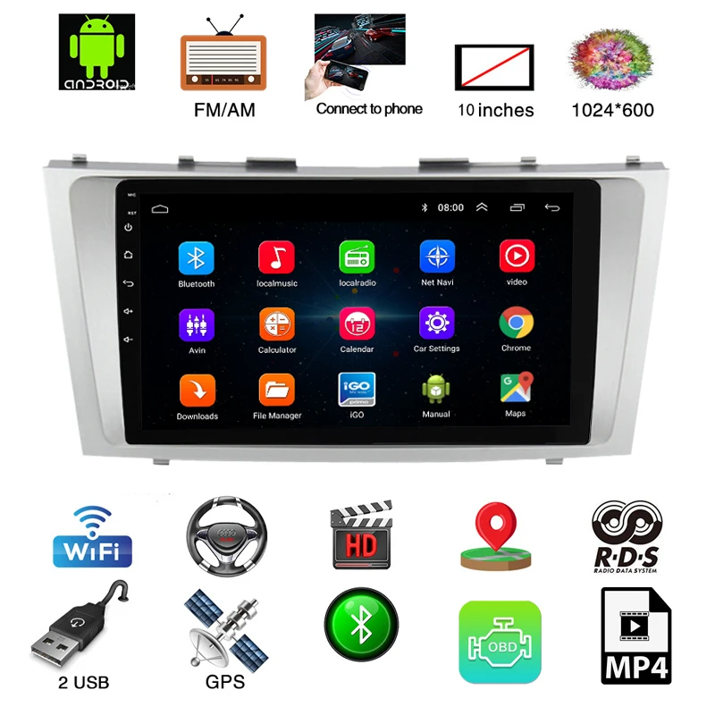 Android 8 1 автомобильный dvd мультимедийный плеер для TOYOTA Camry2007 2011 с автомобильным