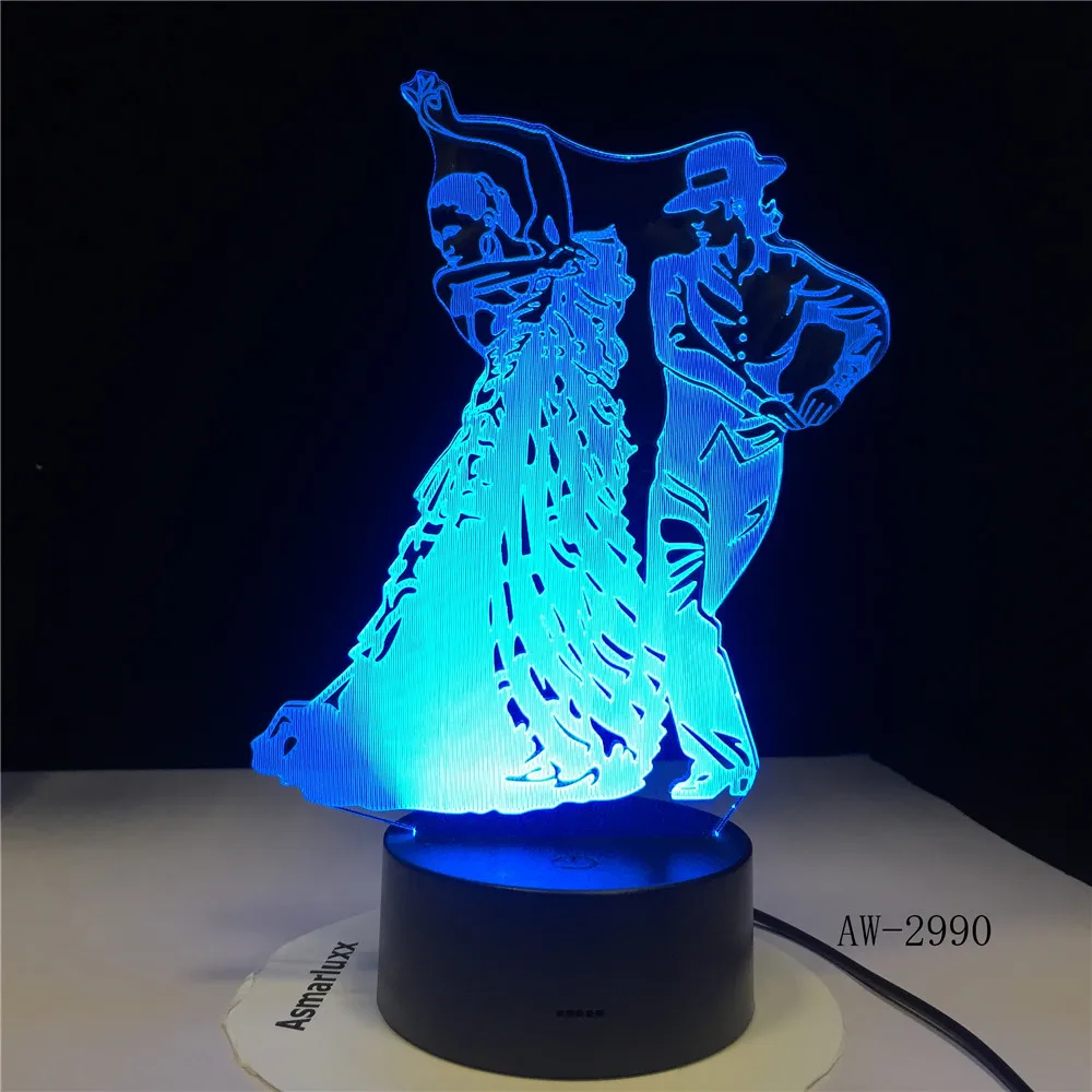 Танцевальная юбка с фламинго настольная лампа 3D светодиодный светильник для