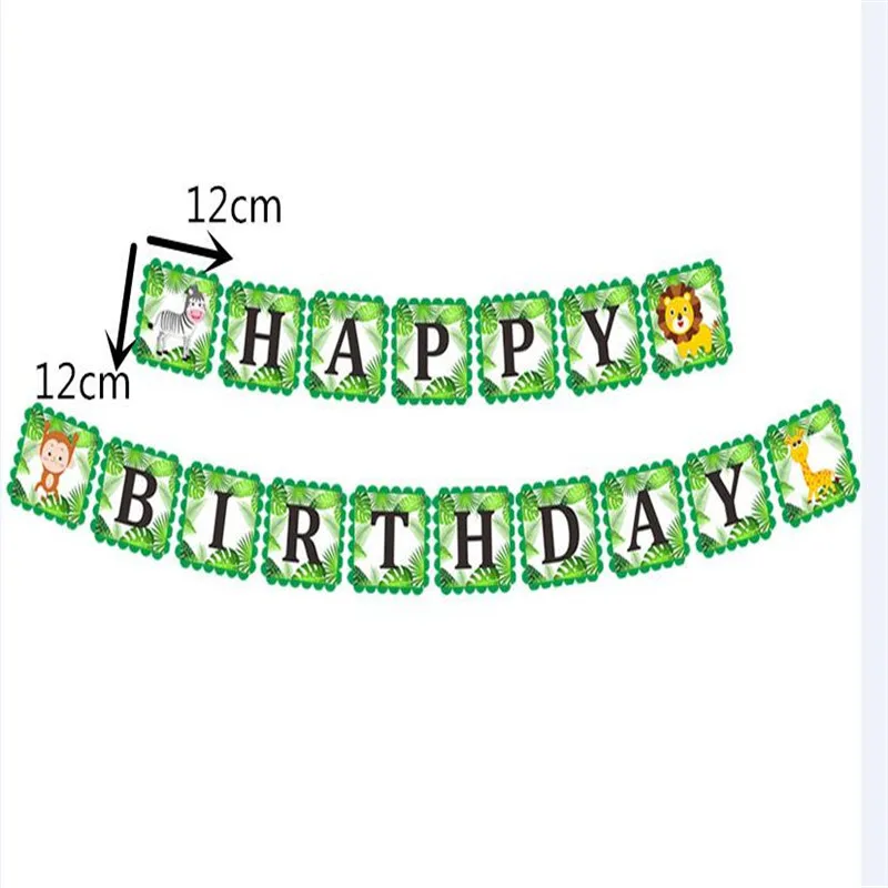 HEY FUNNY Happy Birthday Decorations Kids Banner Safari Jungle Party Animal Baby Shower Cartoon Favors Decoration | Дом и сад