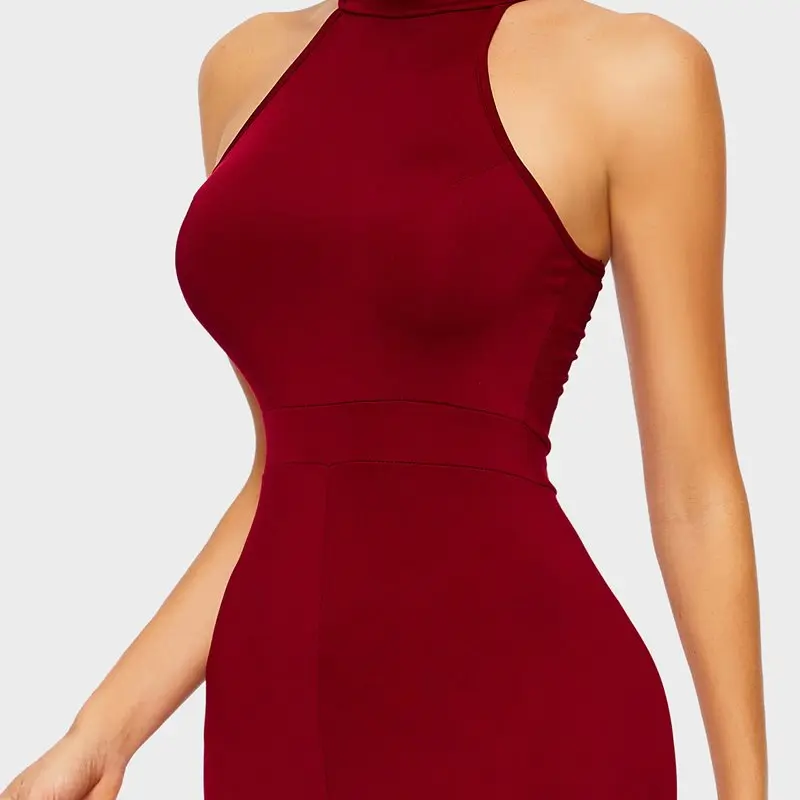 Sexy Party Bodycon Dress Elegant Blue Long Mermaid Evening Women Sleeveless Split Summer 2019 Ladies Black Halter Maxi Dresses | Женская