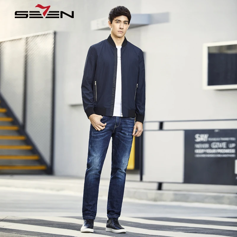 Мужская бейсбольная куртка Seven7 повседневная однотонная приталенная с