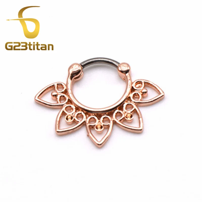 Septum Ring Модные женские пирсинг, Септум, кликер 8 мм титановый стержень розовое золото Кристалл кольцо в нос женские украшения для тела - Окраска металла: Septum Ring