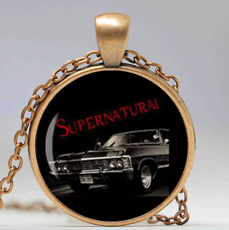 Antique Cooper Сверхъестественное Impala Сверхъестественное дороги до сих пор Дин Винчестер автомобиля ожерелье SAM кабошоны разрисованные изделия из стекла Цепочки и ожерелья HZ1 - Окраска металла: Antique Cooper