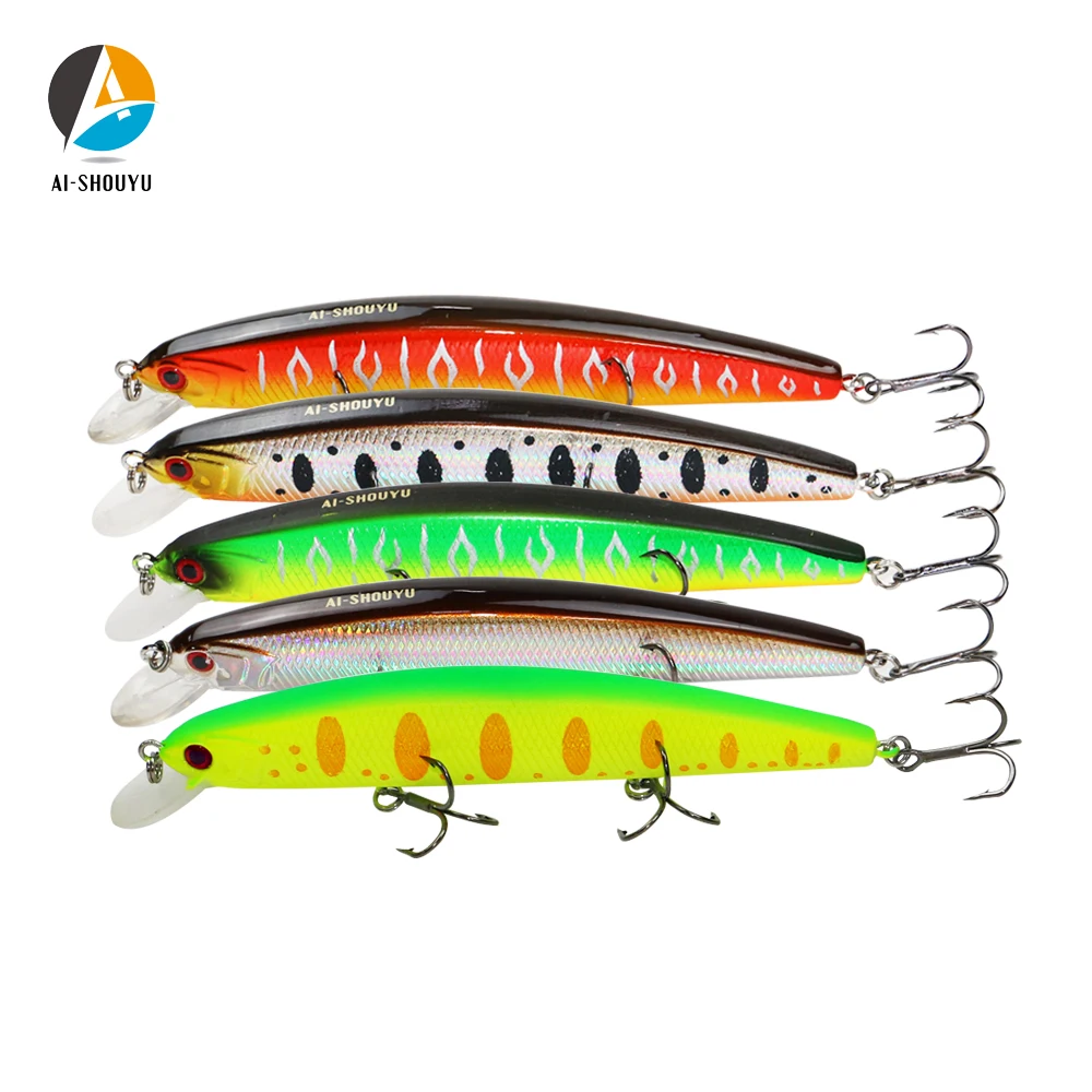 AI SHOUYU 1pc New Artificial Fishing Lure Hard Minnow Bait 105mm 17g with 3 Treble Hook Suspending 0.5 1.0m Depth|Наживки для рыбной