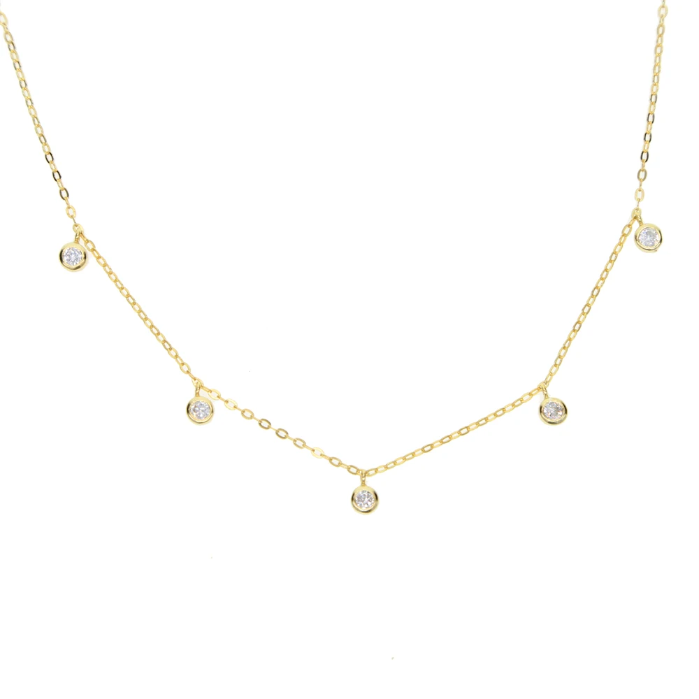 Ожерелье чокер из серебра 100% пробы с фианитом 5 шт.|drop necklace|fashion necklacenecklace drop |