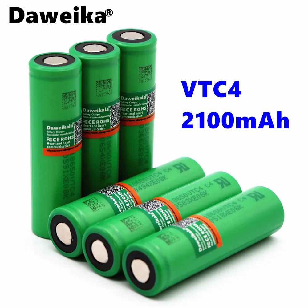 Daweikala 18650 литиевая батарея VTC4 2100 мАч 3 7 В высоким энергопотреблением 30A