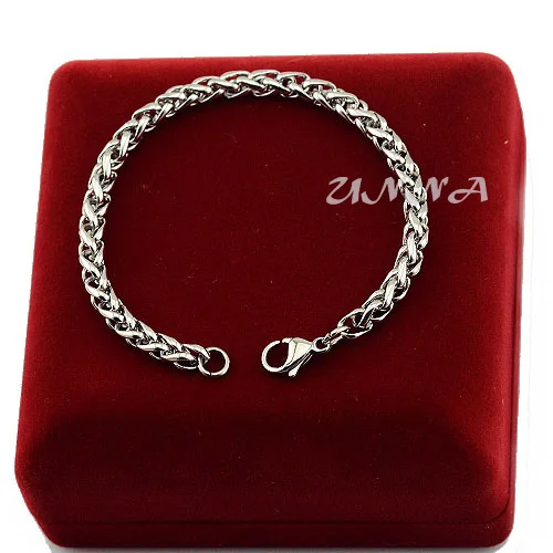 5 мм 7 ширина мужчины женщины пшеничная нержавеющая сталь ожерелья Браслет наборы