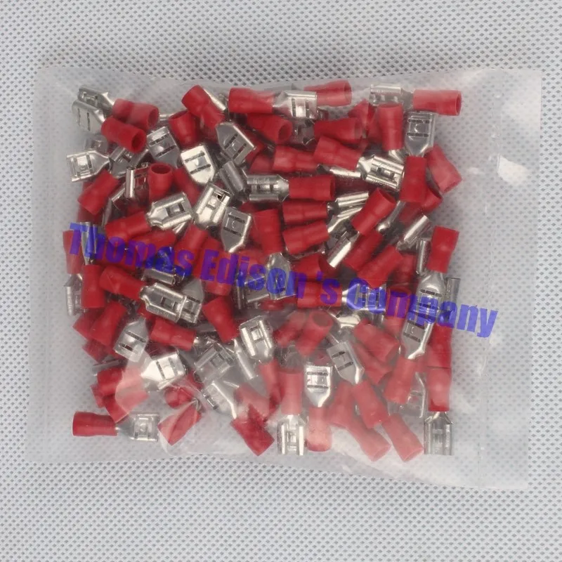 FDD2-250 Женщина Изолированных Электрических Обжимной вывод для 1.5-2.5mm2 Разъемы Провода Соединительный Кабель 100 Шт./упак. FDD2.5-250 FDD