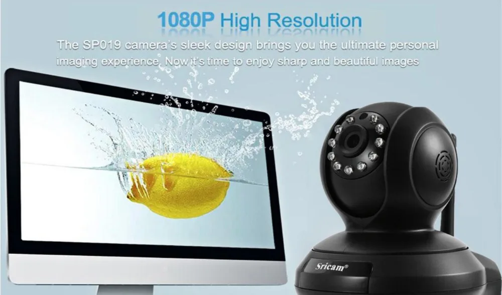 Sricam SP019 FHD1080P Беспроводная IP камера H.264 Поддержка высокого разрешения P2P CCTV WiFi Домашняя безопасность IP PTZ радионяня няня