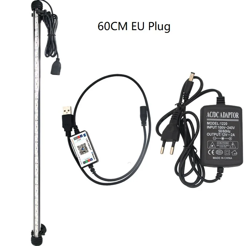 EU PLUG 60CM 60 см светильник для аквариума светодиодный светильник ing морской RGB светодиодный светильник для аквариума лампа с пультом дистанционного управления - Цвет: EU PLUG 60CM