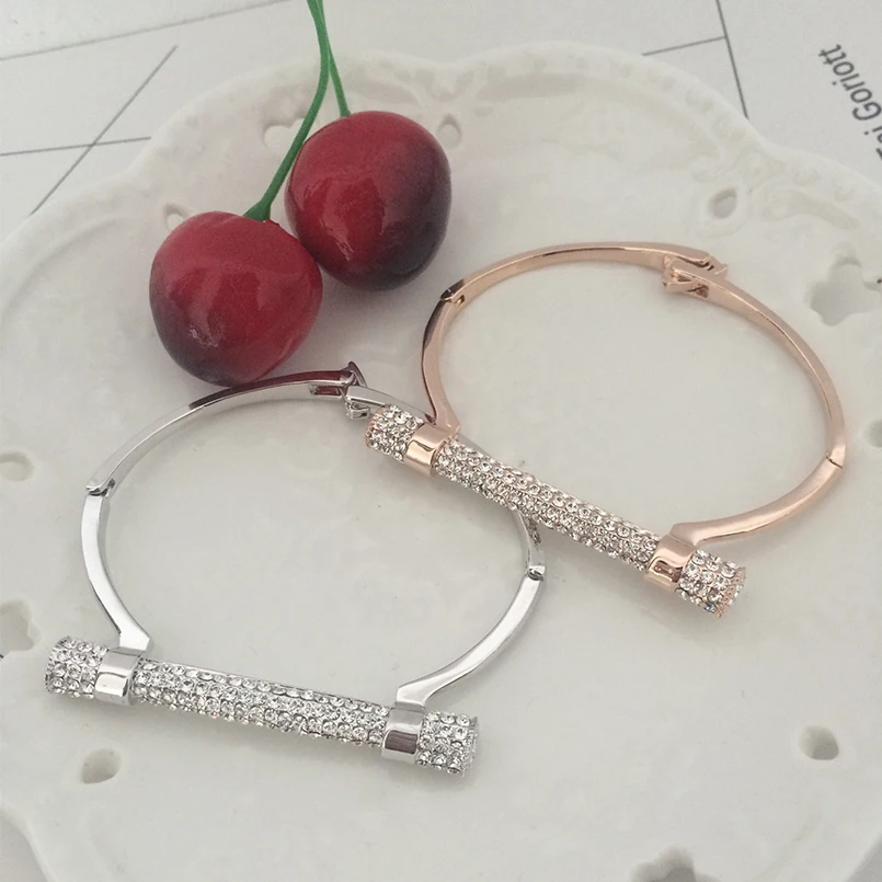 Металлический браслет в форме D на запястье с кристаллами bileklik роскошное