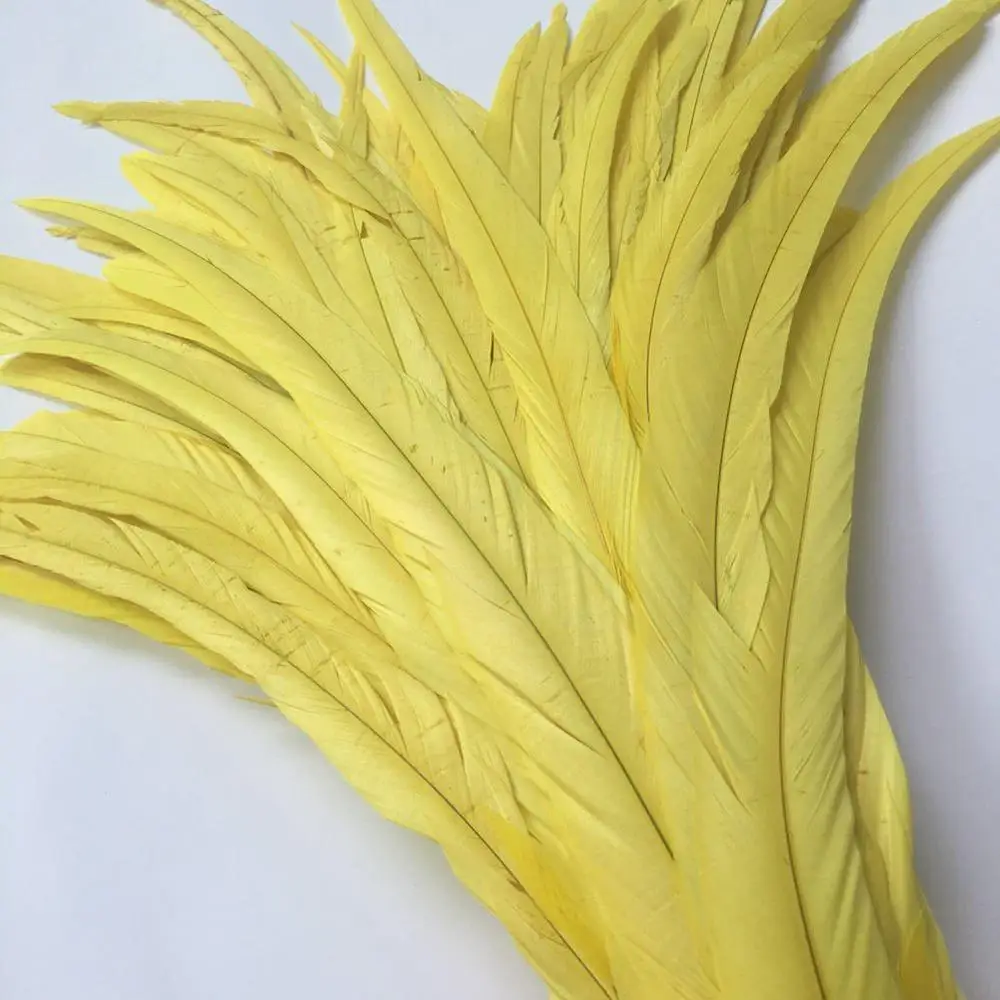 Yellow 100 шт., белые, 35-40 см/14-16 дюймов, натуральные перья петуха, перо для украшения, рукоделия, рождественские, сделай сам, петух, Плюм, аксессуары - Цвет: Yellow