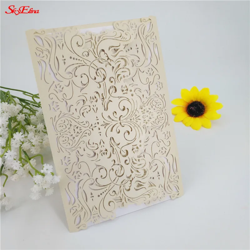 Sky Elina30pcs лазерная резка свадебные пригласительные открытки Европейский Стиль