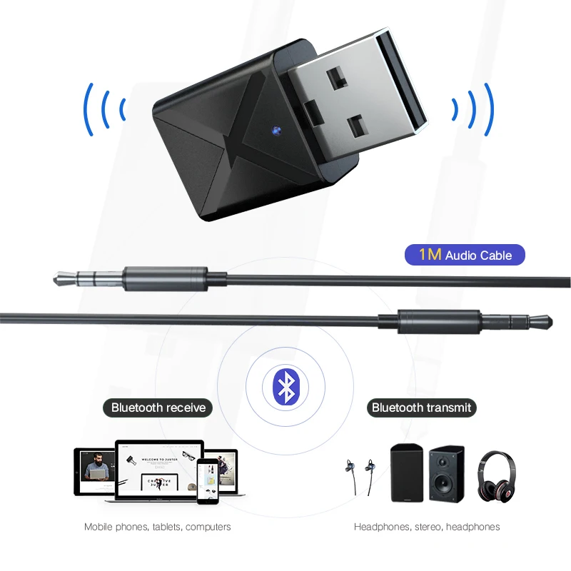 Bluetooth 5 0 Dongle аудио приемник передатчик Mini 3 мм Беспроводная стереогарнитура AUX для
